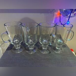 6 In Clear Glass Irish Coffee Mugs Good Condition - set of 4
